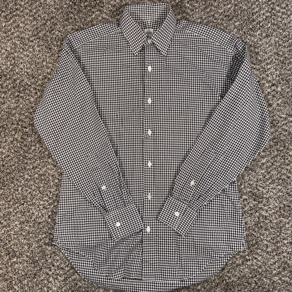 Craig Taylor Vintage Small Houndstooth Button Down Shirt Egyptian Cotton Mens